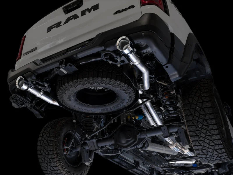 AWE Tuning 2025+ RAM 1500 RHO 3.0 I6 TT 0FG Dual Rear Exit Cat-Back Exhaust - Chrome Silver Tips - Back View