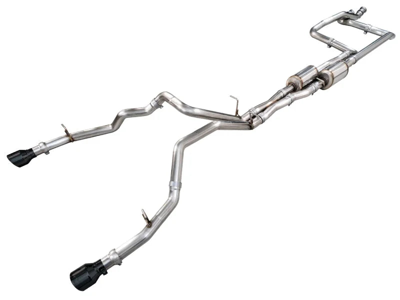 AWE Tuning 2025+ RAM 1500 RHO 3.0 I6 TT 0FG Dual Rear Exit Cat-Back Exhaust - Diamond Black Tips - Main Product View