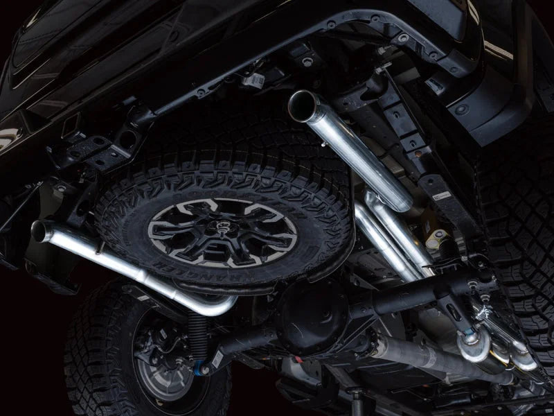 AWE Tuning 22-23 GMC Sierra 1500 AT4X 6.2L 0FG Catback Split Dual (Flat Bumper) - Bashguard(No Tips) - Additional View 6