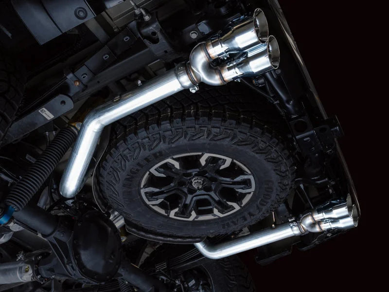 AWE Tuning 22-23 GMC Sierra 1500 AT4X 6.2L 0FG Catback Split Dual (Flat Bumper) - Chrome Silver Tips - Additional View 8
