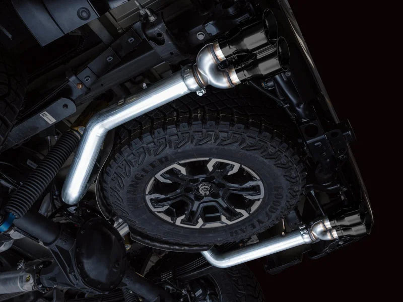 AWE Tuning 22-23 GMC Sierra 1500 AT4X 6.2L 0FG Catback Split Dual (Flat Bumper) - Diamond Black Tips - Additional View 5