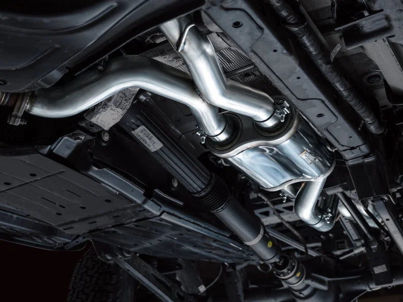 AWE Tuning 22-24 Ford Bronco Raptor 4WD Dual BashGuards Cat-Back SwitchPath Exhaust (No Tips) - Side View