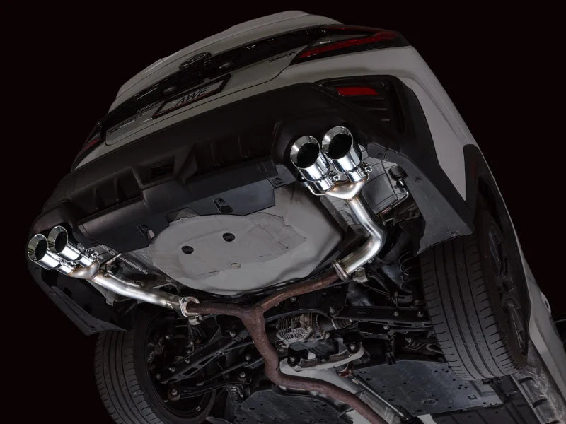 AWE Tuning 22-25 Subaru VB WRX Track Edition Axle-Back Exhaust - Chrome Silver Tips - Side View