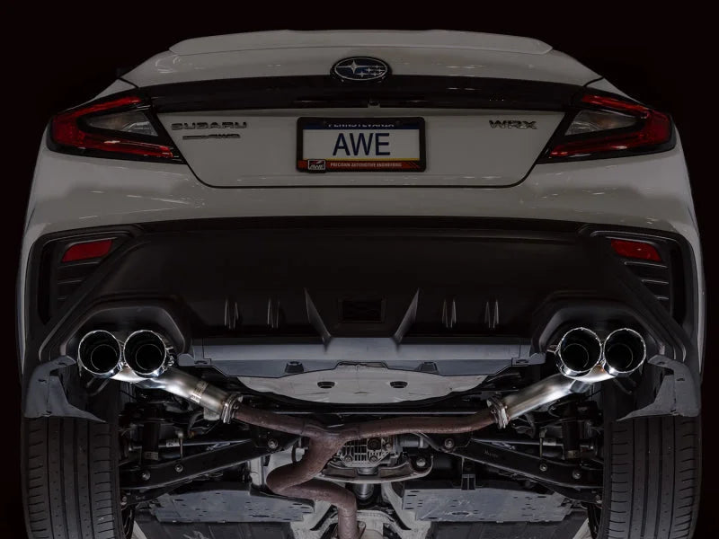 AWE Tuning 22-25 Subaru VB WRX Track Edition Axle-Back Exhaust - Chrome Silver Tips - Back View