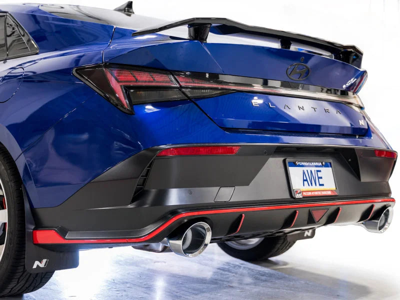 AWE Tuning 22-26 Hyundai Elantra N SwitchPath Cat-Back Exhaust - Chrome Silver Tips - Side View
