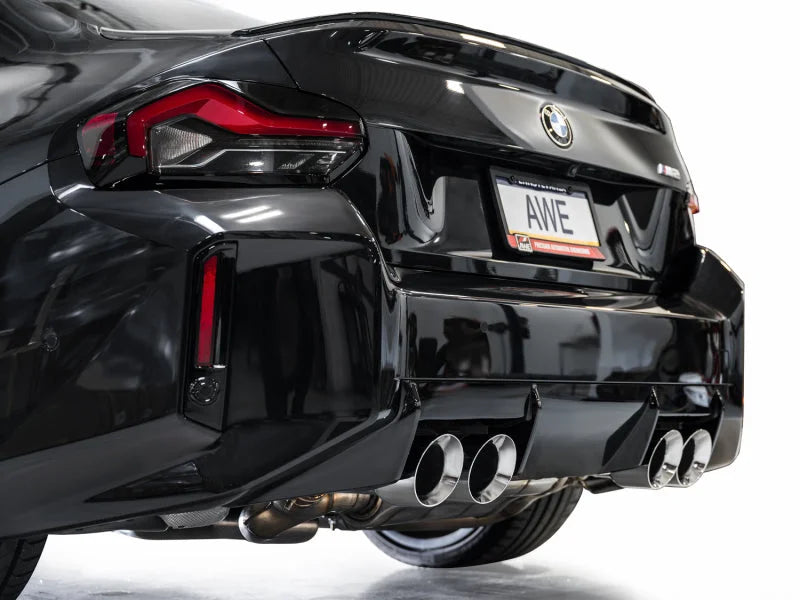 AWE Tuning 23-24 BMW G87 M2 Track Edition Exhaust - Chrome Silver Tips - Side View