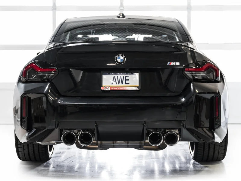 AWE Tuning 23-24 BMW G87 M2 Track Edition Exhaust - Chrome Silver Tips - Back View