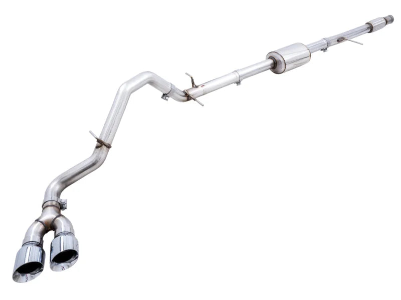 AWE Tuning 4th Gen GM 1500 5.3L 0FG Catback Dual Side Exit (Flat Bumper) - Chrome Tips - Main Product View
