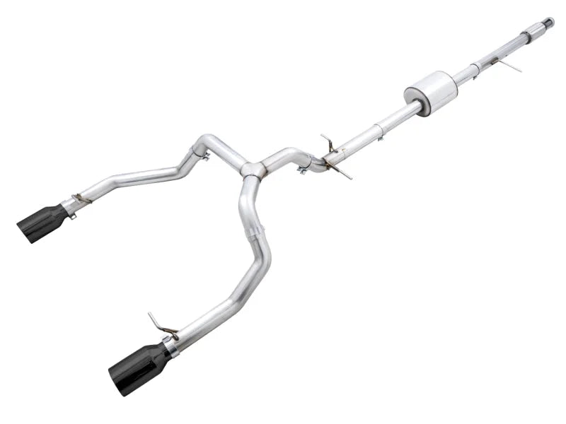 AWE Tuning 4th Gen GM 1500 5.3L 0FG Catback Split Rear Exit (Flat Bumper) - Dual Diamond Tips - Main Product View
