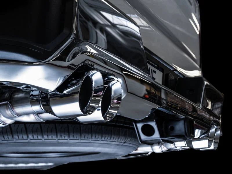 AWE Tuning 4th Gen GM 1500 5.3L 0FG Catback Split Rear Exit (w/ Bumper Cutouts) - Quad Chrome Tips - Side View