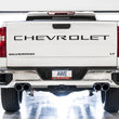Load image into Gallery viewer, AWE Tuning 4th Gen GM 1500 6.2L 0FG Catback Split Rear Exit (w/ Bumper Cutouts) - Quad Chrome Tips - Installation View