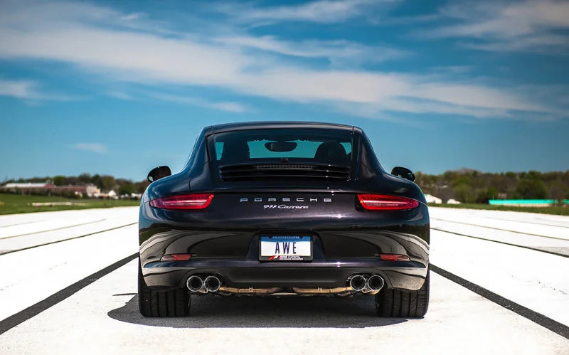 AWE Tuning 991 Carrera Performance Exhaust - Chrome Silver Tips - Side View