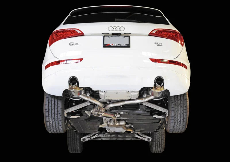 AWE Tuning Audi 8R Q5 2.0T Touring Edition Exhaust - Polished Silver Tips - Side View
