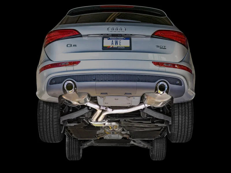 AWE Tuning Audi 8R Q5 3.0T Touring Edition Exhaust Dual Outlet Chrome Silver Tips - Side View