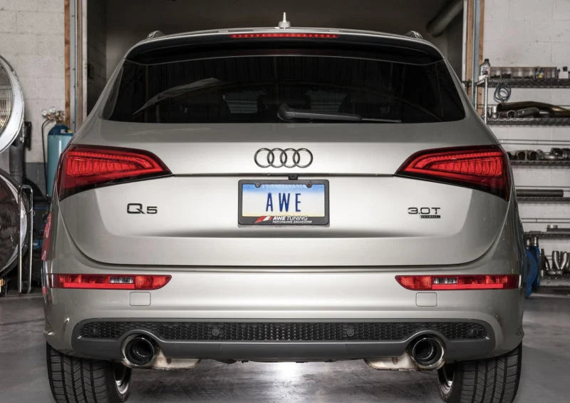 AWE Tuning Audi 8R Q5 3.0T Touring Edition Exhaust Dual Outlet Diamond Black Tips - Installation View