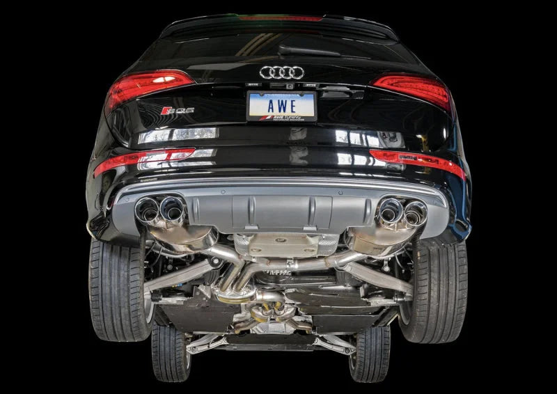 AWE Tuning Audi 8R SQ5 Touring Edition Exhaust - Quad Outlet Chrome Silver Tips - Back View