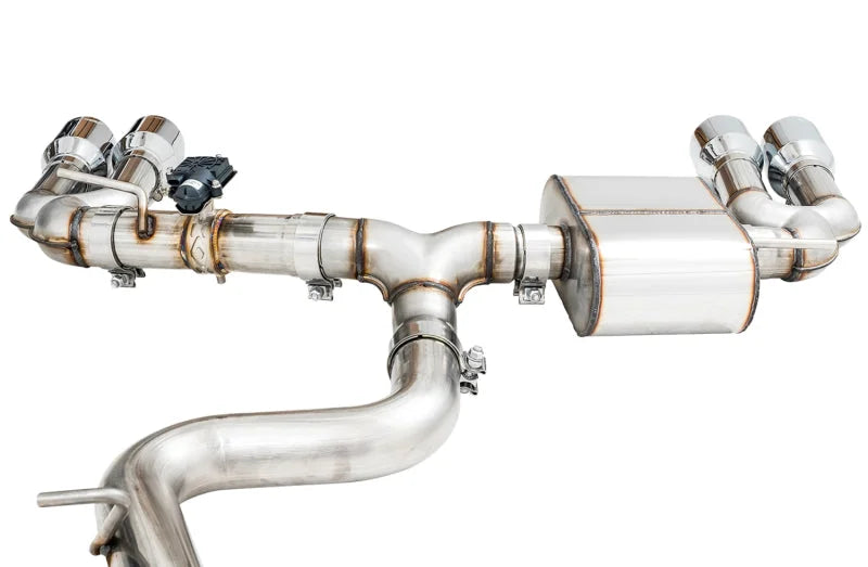 AWE Tuning Audi 8V S3 SwitchPath Exhaust w/Chrome Silver Tips 102mm - Detail View
