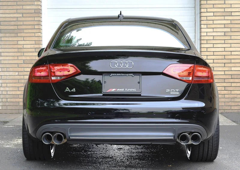 AWE Tuning Audi B8 A4 Touring Edition Exhaust - Quad Tip Polished Silver Tips - Does Not Fit Cabrio - Side View