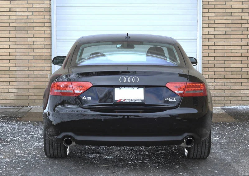 AWE Tuning Audi B8 A5 2.0T Touring Edition Exhaust - Dual Outlet Polished Silver Tips - Side View