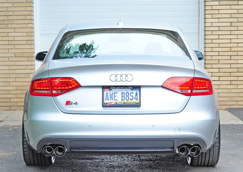 AWE Tuning Audi B8 / B8.5 S4 3.0T Touring Edition Exhaust - Chrome Silver Tips (90mm) - Back View