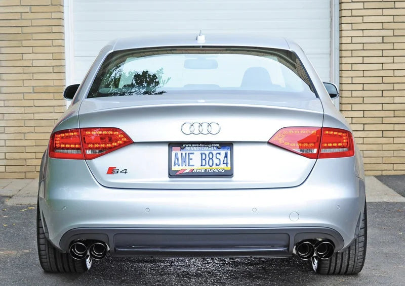 AWE Tuning Audi B8 / B8.5 S4 3.0T Touring Edition Exhaust - Diamond Black Tips (90mm) - Back View