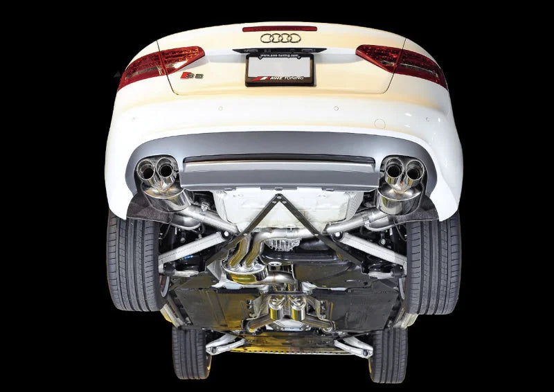 AWE Tuning Audi B8 / B8.5 S5 Cabrio Touring Edition Exhaust - Resonated - Chrome Silver Tips - Side View
