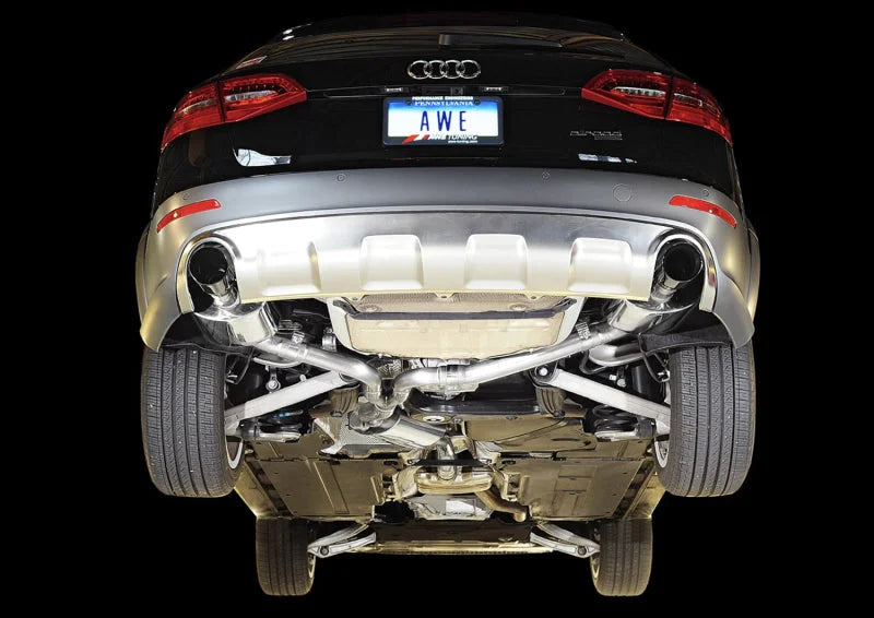 AWE Tuning Audi B8.5 All Road Touring Edition Exhaust - Dual Outlet Polished Silver Tips - Side View