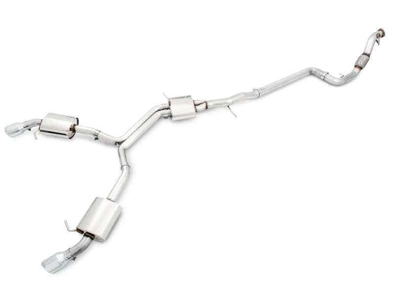 AWE Tuning Audi B9 A4 Touring Edition Exhaust Dual Outlet - Chrome Silver Tips (Includes DP) - Main Product View