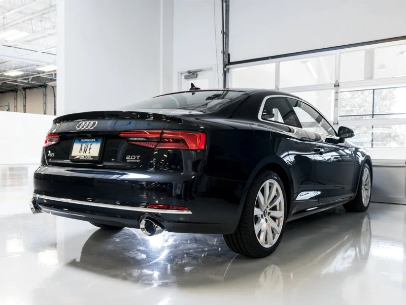 AWE Tuning Audi B9 A5 Touring Edition Exhaust Dual Outlet - Chrome Silver Tips (Includes DP) - Side View