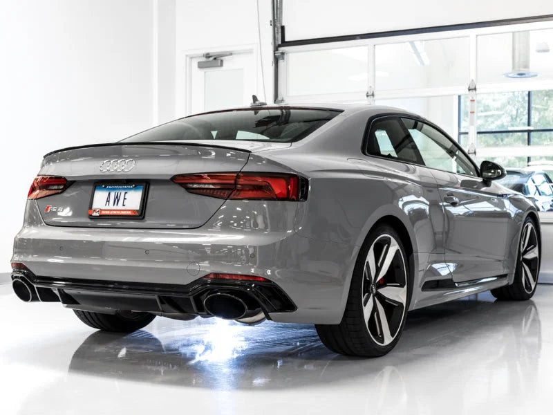 AWE Tuning Audi B9 RS 5 Sportback Touring Edition Exhaust-Non Resonated- Diamond Black RS Style Tips - Installation View
