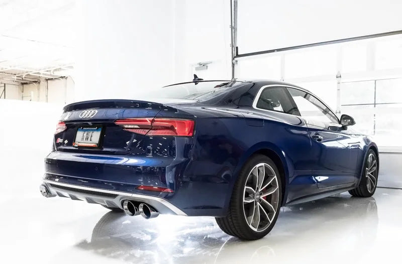 AWE Tuning Audi B9 S4 Touring Edition Exhaust - Non-Resonated (Silver 102mm Tips) - Side View