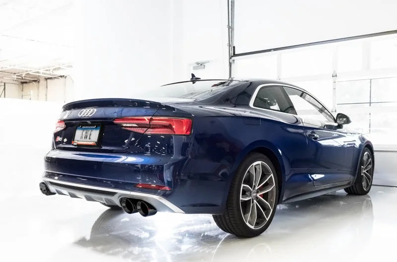 AWE Tuning Audi B9 S5 3.0T Touring Edition Exhaust - Black Diam Tips (102mm) - Back View