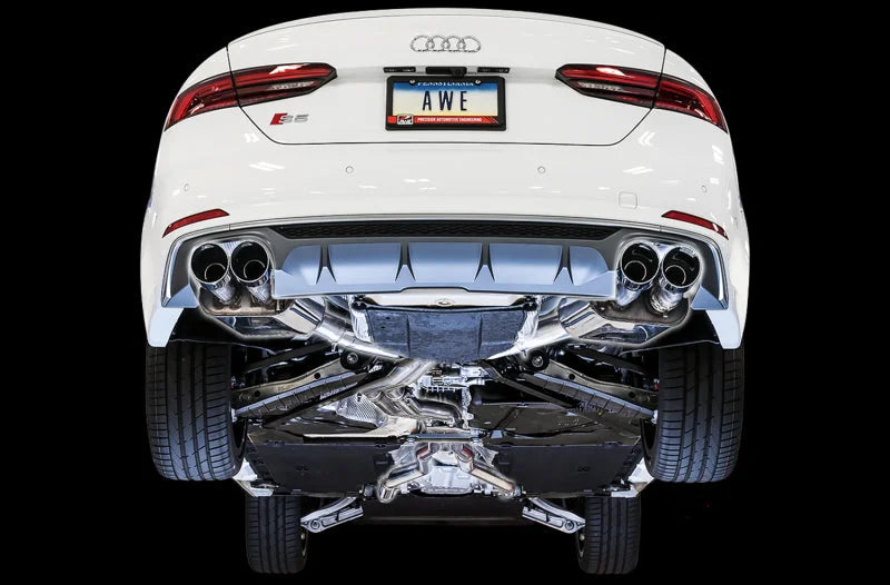 AWE Tuning Audi B9 S5 Coupe SwitchPath Exhaust w/ Chrome Silver Tips (102mm) - Side View