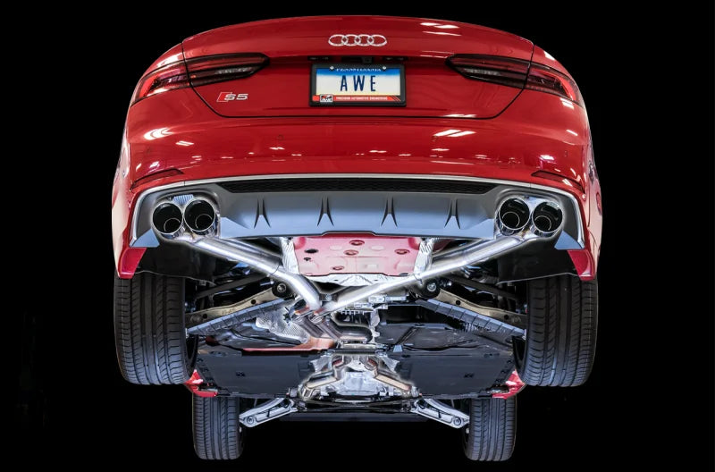 AWE Tuning Audi B9 S5 Sportback Track Edition Exhaust - Non-Resonated (Silver 102mm Tips) - Main Product View