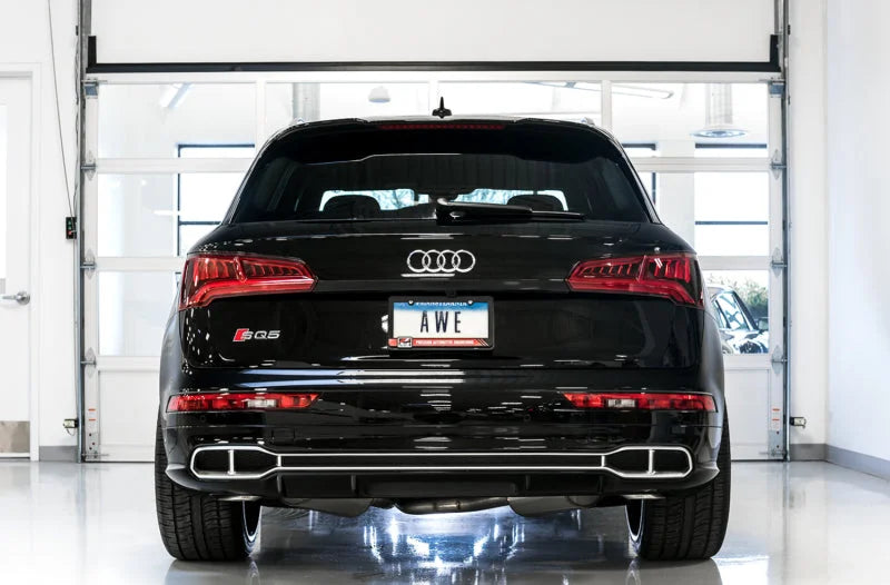 AWE Tuning Audi B9 SQ5 Non-Resonated Touring Edition Cat-Back Exhaust - No Tips (Turn Downs) - Back View
