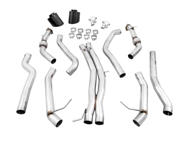 AWE Tuning Audi B9.5 RS 5 Coupe Track Edition Exhaust - RS-Style Diamond Black Tips - Back View