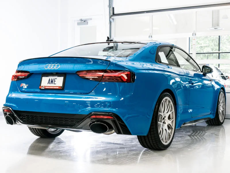 AWE Tuning Audi B9.5 RS5 Sportback Non-Resonated Touring Edition Exhaust - RS-Style Diamond Blk Tips - Side View