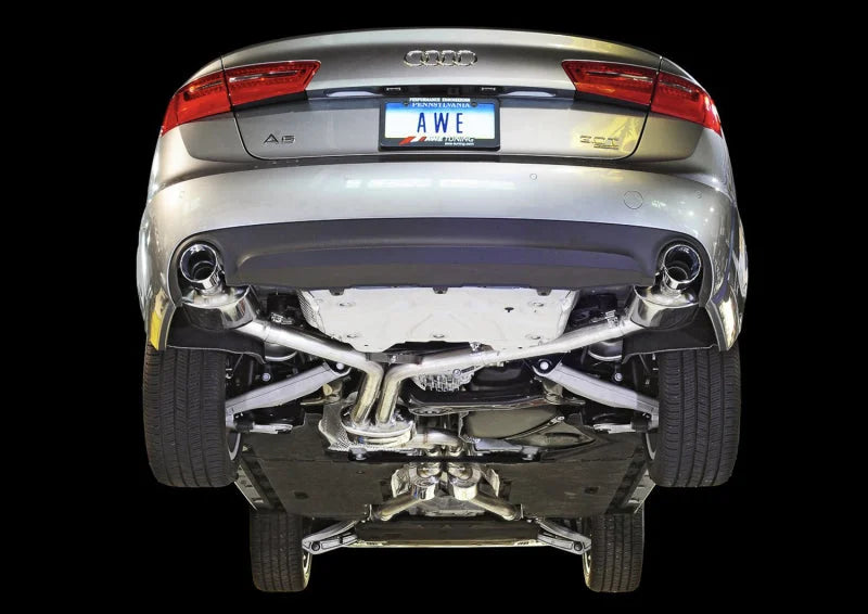 AWE Tuning Audi C7 A6 3.0T Touring Edition Exhaust - Dual Outlet Chrome Silver Tips - Side View