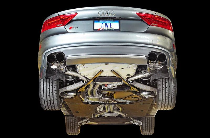 AWE Tuning Audi C7 / C7.5 S7 4.0T Touring Edition Exhaust - Diamond Black Tips - Side View