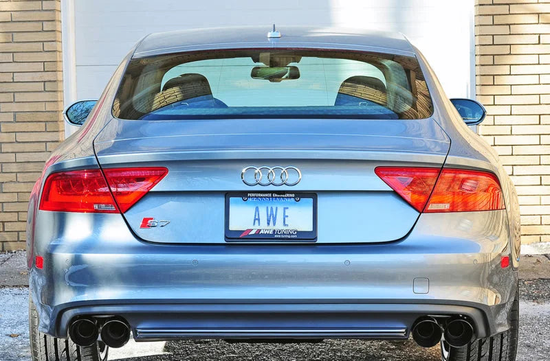 AWE Tuning Audi C7 / C7.5 S7 4.0T Touring Edition Exhaust - Diamond Black Tips - Back View