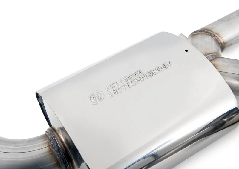 AWE Tuning Audi C7.5 A6 3.0T Touring Edition Exhaust - Quad Outlet Chrome Silver Tips - Back View