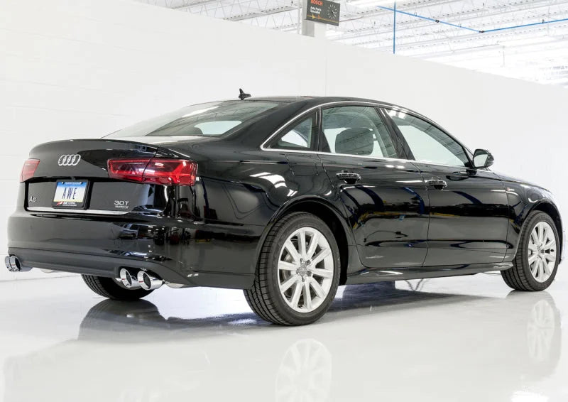 AWE Tuning Audi C7.5 A7 3.0T Touring Edition Exhaust - Quad Outlet Chrome Silver Tips - Side View