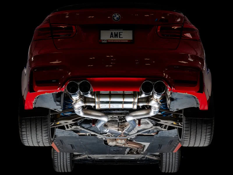 AWE Tuning BMW F8X M3/M4 SwitchPath Catback Exhaust - Chrome Silver Tips - Installation View