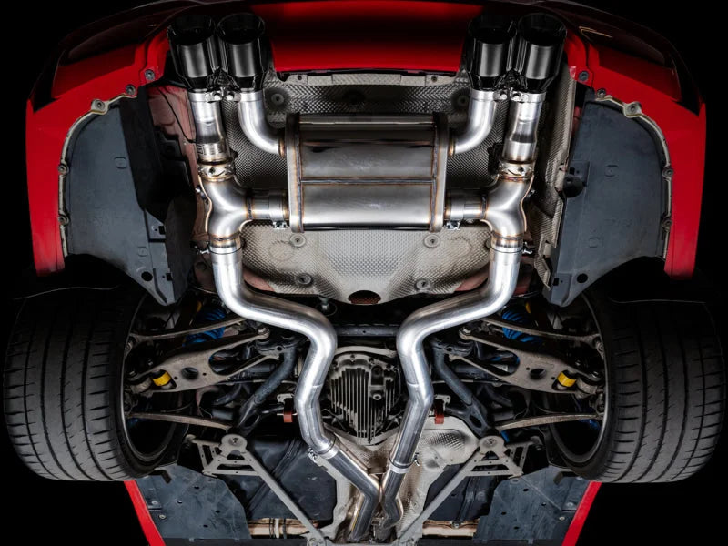 AWE Tuning BMW F8X M3/M4 SwitchPath Catback Exhaust - Diamond Black Tips - Back View