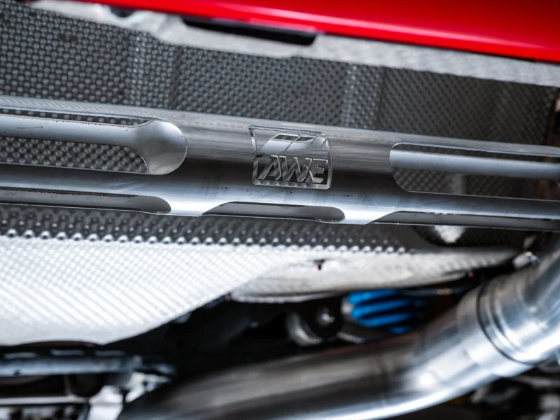 AWE Tuning BMW F8X M3/M4 Track Edition Catback Exhaust - Diamond Black Tips - Side View