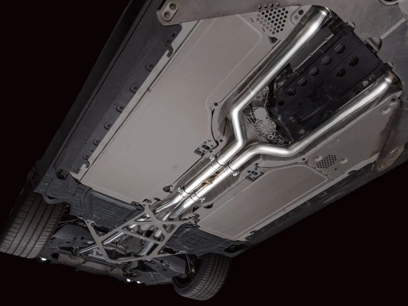 AWE Tuning BMW G90/G99 M5 Track Edition Cat-Back Exhaust - Chrome Silver Tips - Side View