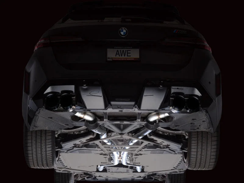 AWE Tuning BMW G90/G99 M5 Track Edition Cat-Back Exhaust - Diamond Black Tips - Side View
