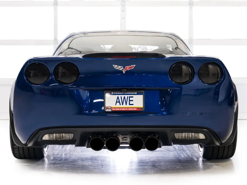 AWE Tuning C6 Chevrolet Corvette Z06/ZR1 Track Edition Axle-Back Exhaust w/ Diamond Black Tips - Back View