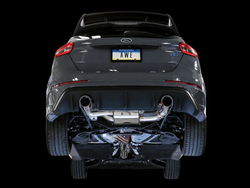 AWE Tuning Ford Focus RS SwitchPath Cat-back Exhaust - Chrome Silver Tips - Side View