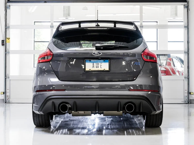 AWE Tuning Ford Focus RS Touring Edition Cat-back Exhaust - Non-Resonated - Diamond Black Tips - Back View